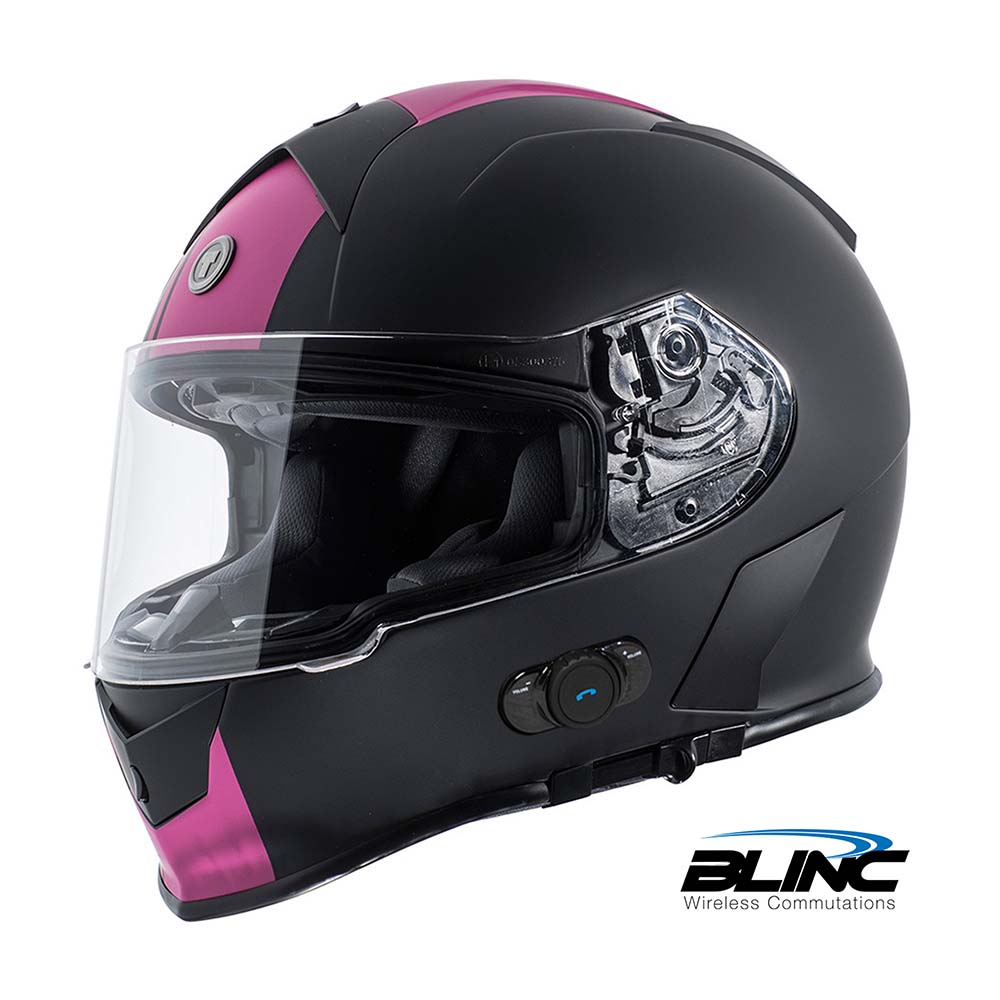 Pink motorcycle store helmet with bluetooth