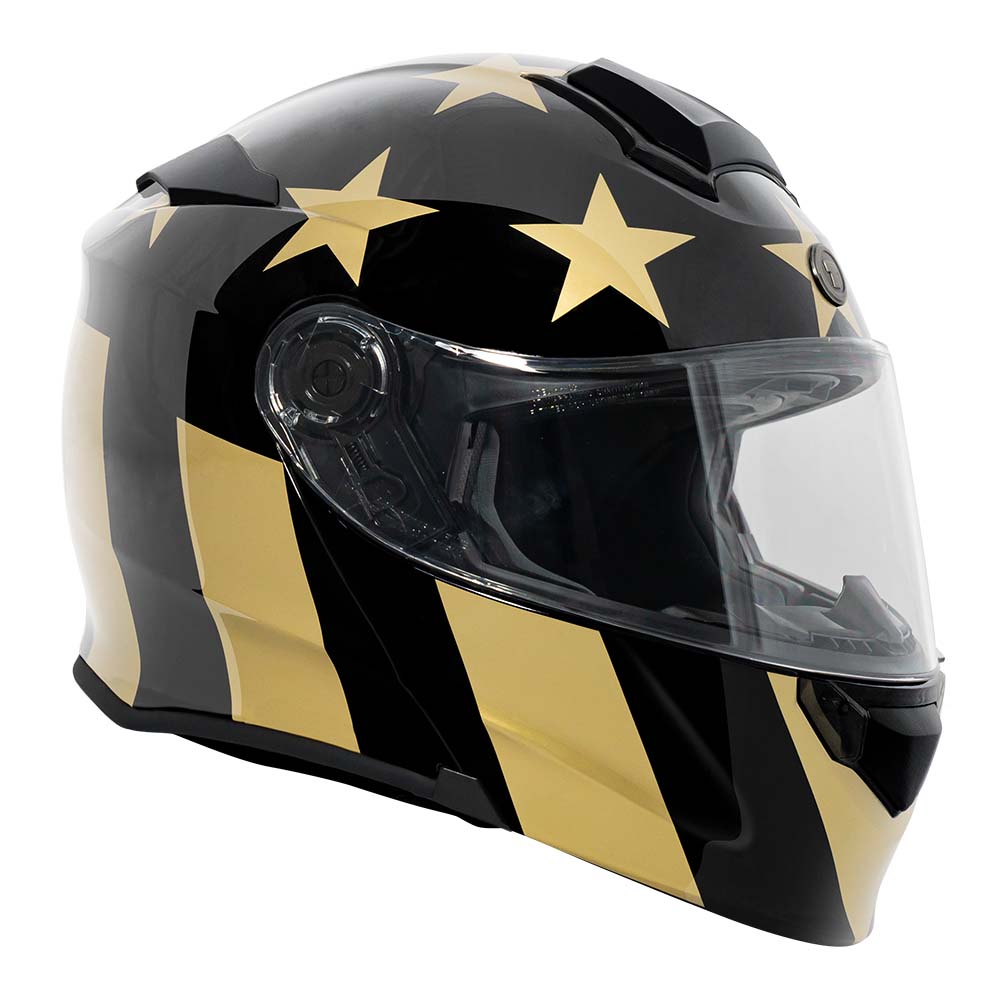 TORC T-28 Full Face Modular Motorcycle Helmet with Bluetooth Gold Star