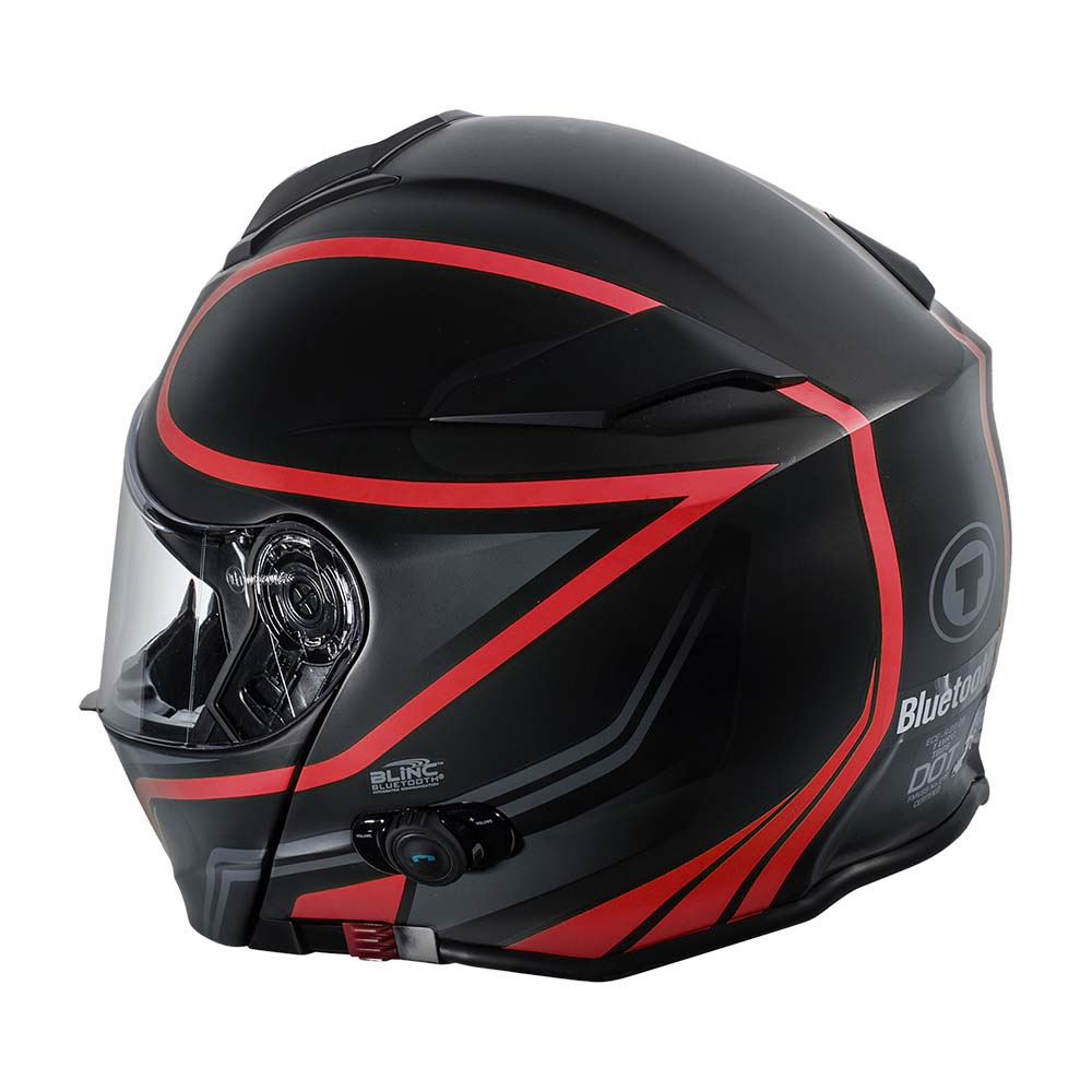 Red motorcycle hot sale helmet with bluetooth